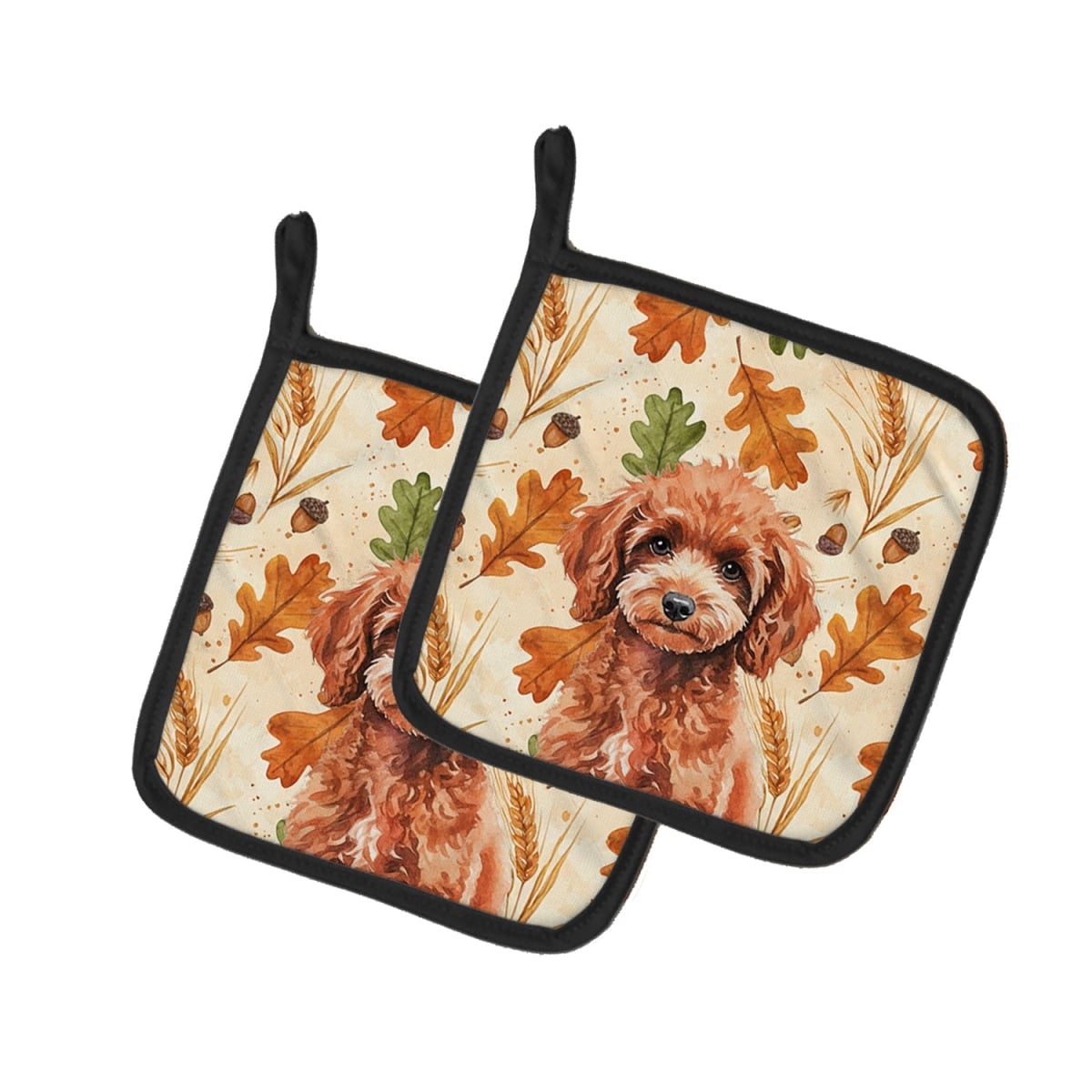 Picture of Carolines Treasures WDK7966PTHD 7.5 x 7.5 in. Miniature Red Poodle Heirloom Fall Pair of Pot Holders