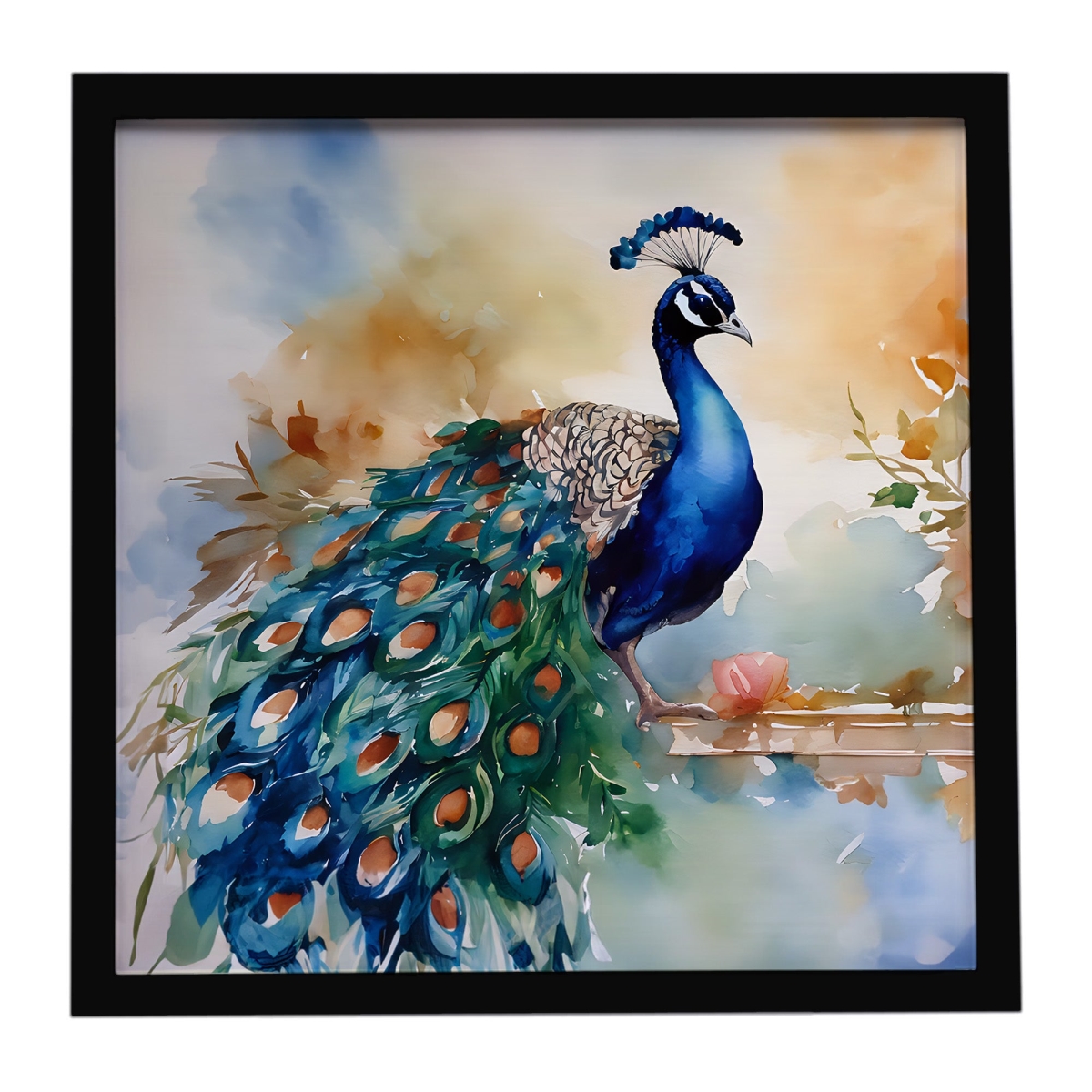 DAC3253MFP88 8 x 8 in. Peacock Framed Metal Print