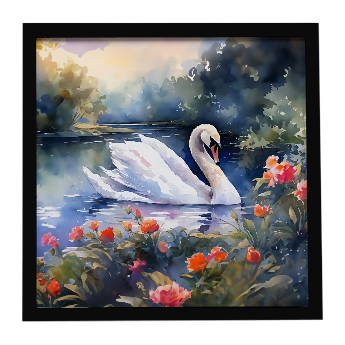 DAC3275MFP88 8 x 8 in. Swan Framed Metal Print