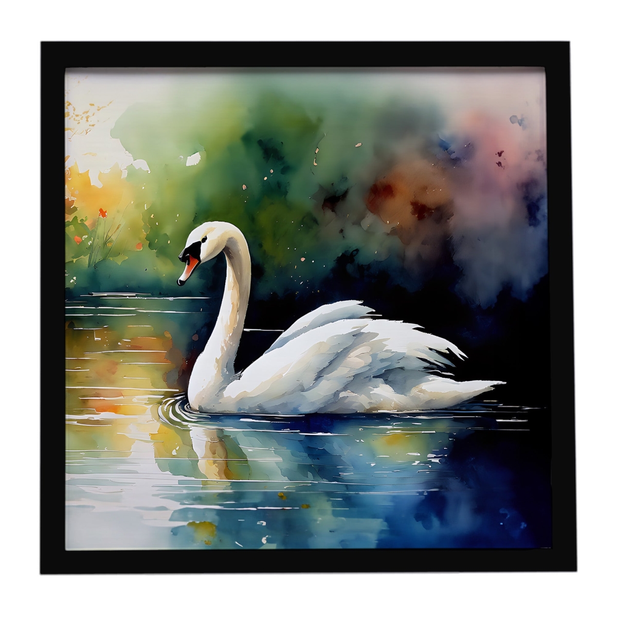 DAC3276MFP88 8 x 8 in. Swan Framed Metal Print