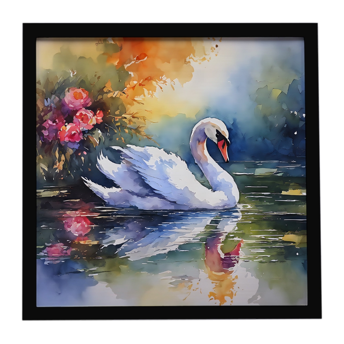 DAC3277MFP88 8 x 8 in. Swan Framed Metal Print