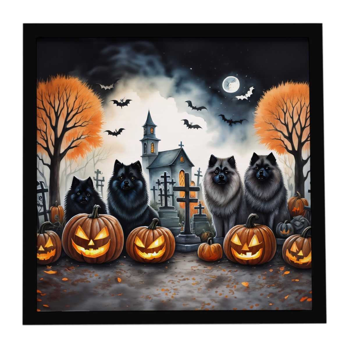 DAC2045MFP88 8 x 8 in. Keeshond Spooky Halloween Framed Metal Print