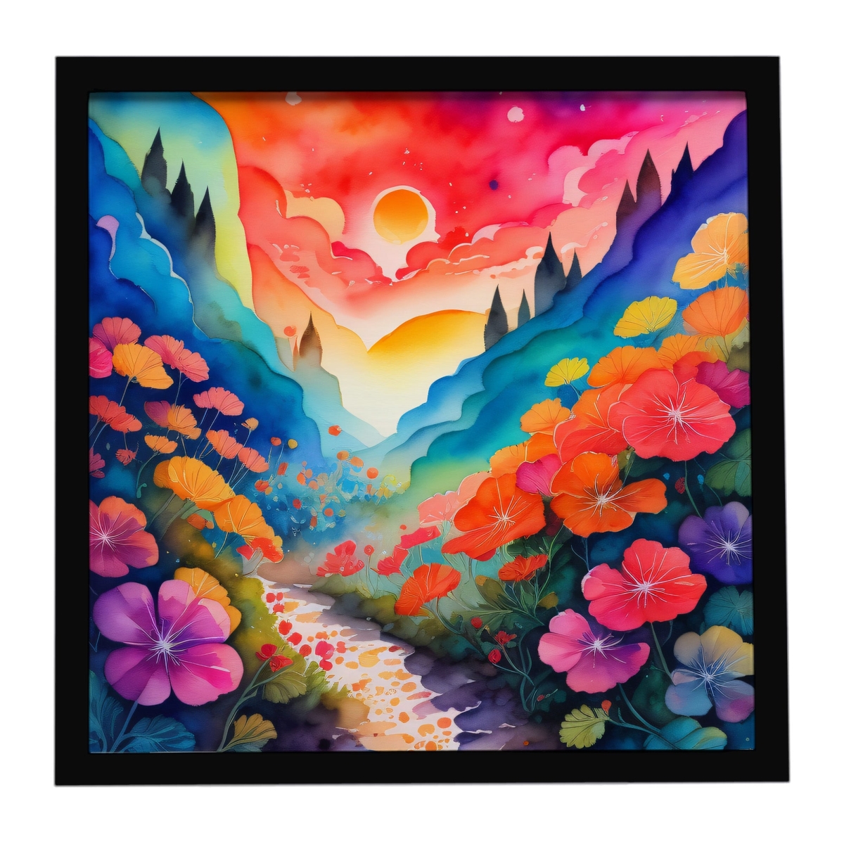 DAC1959MFP88 8 x 8 in. Colorful Geraniums Framed Metal Print