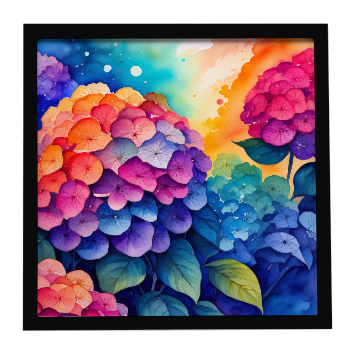 DAC1965MFP88 8 x 8 in. Colorful Hydrangeas Framed Metal Print