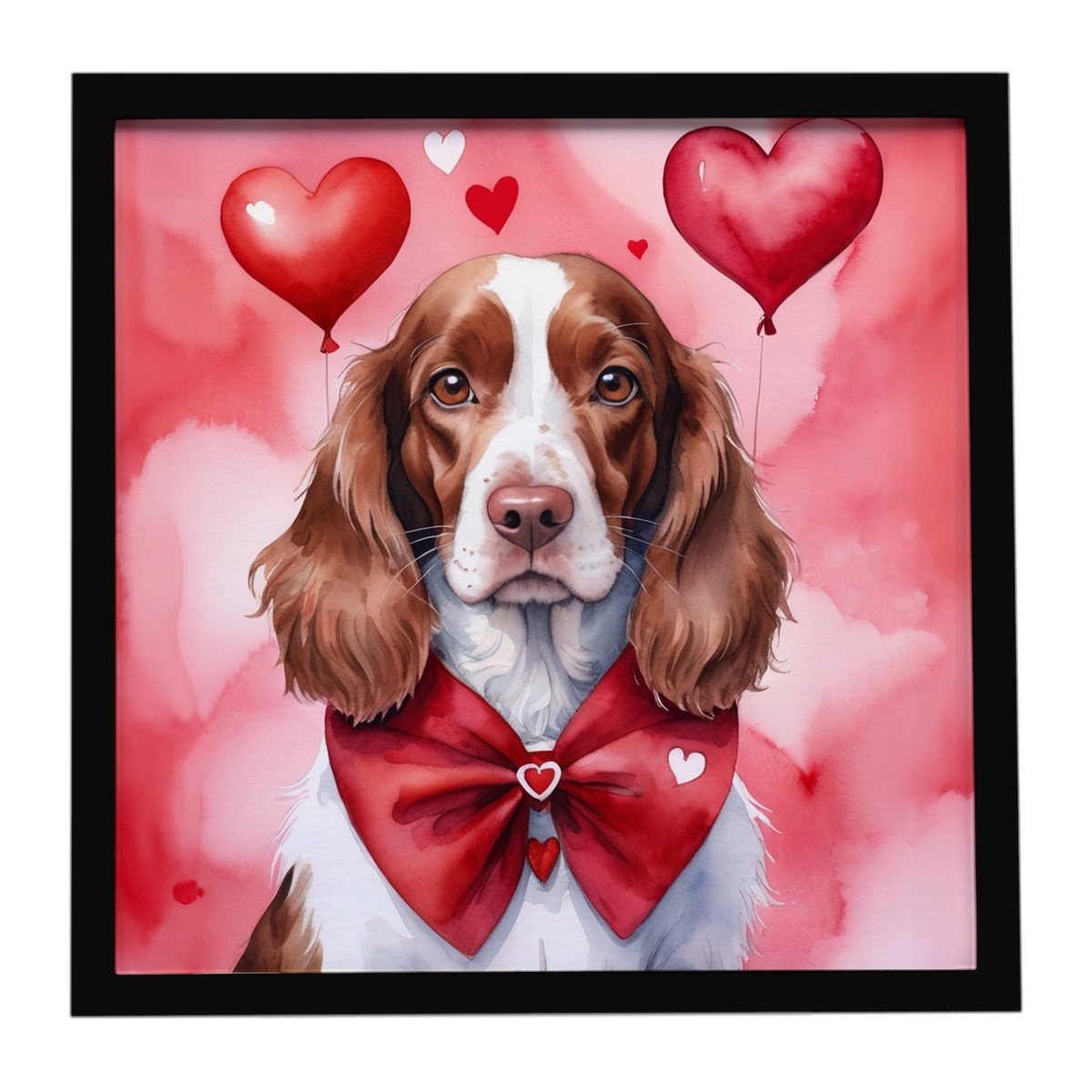 DAC5455MFP88 8 x 8 in. Welsh Springer Spaniel My Valentine Framed Metal Print