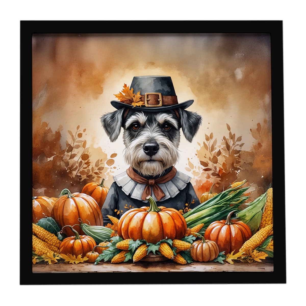 DAC8334MFP88 8 x 8 in. Schnauzer Thanksgiving Framed Metal Print
