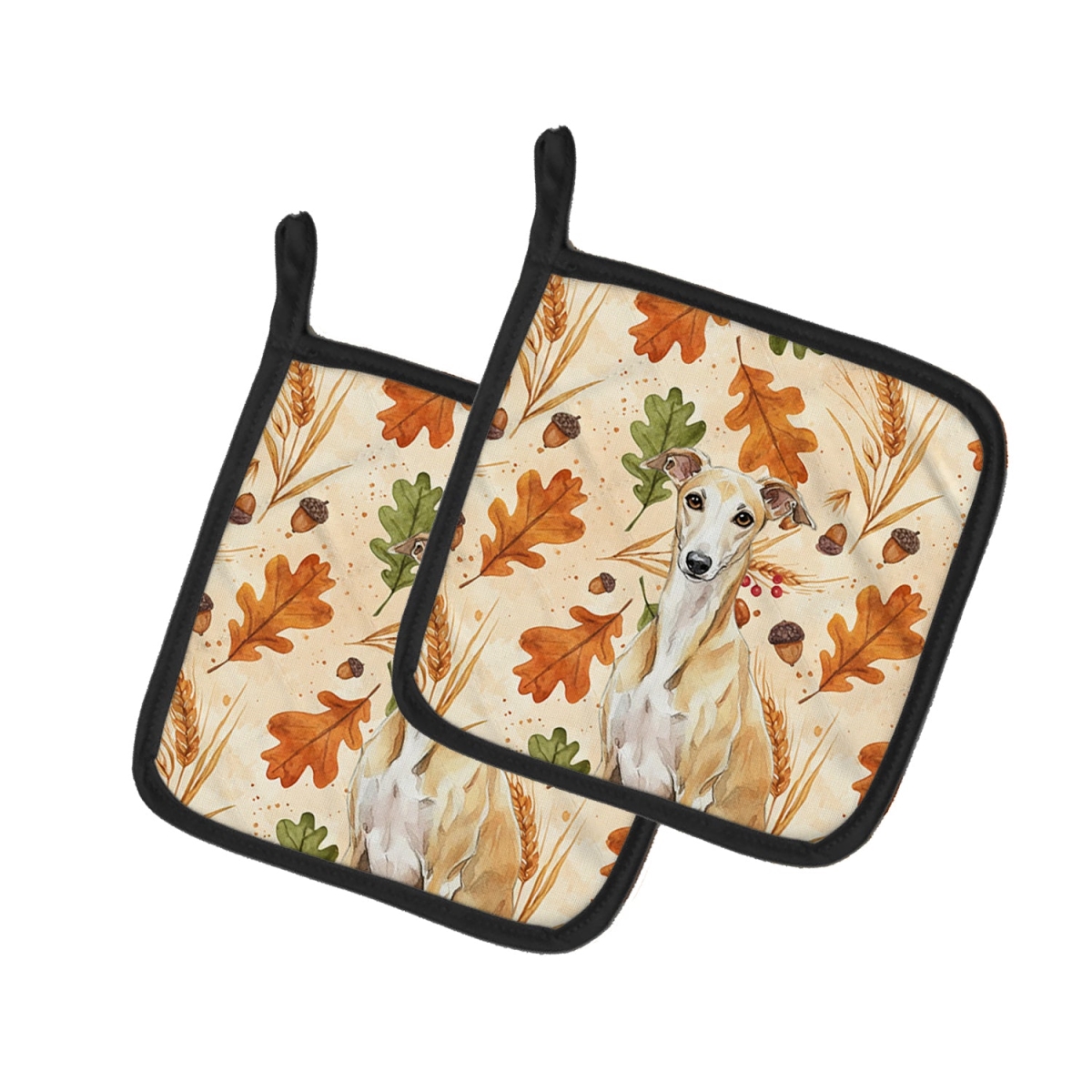 Picture of Carolines Treasures WDK8054PTHD 7.5 x 7.5 in. Fawn Whippet Heirloom Fall Pair of Pot Holders