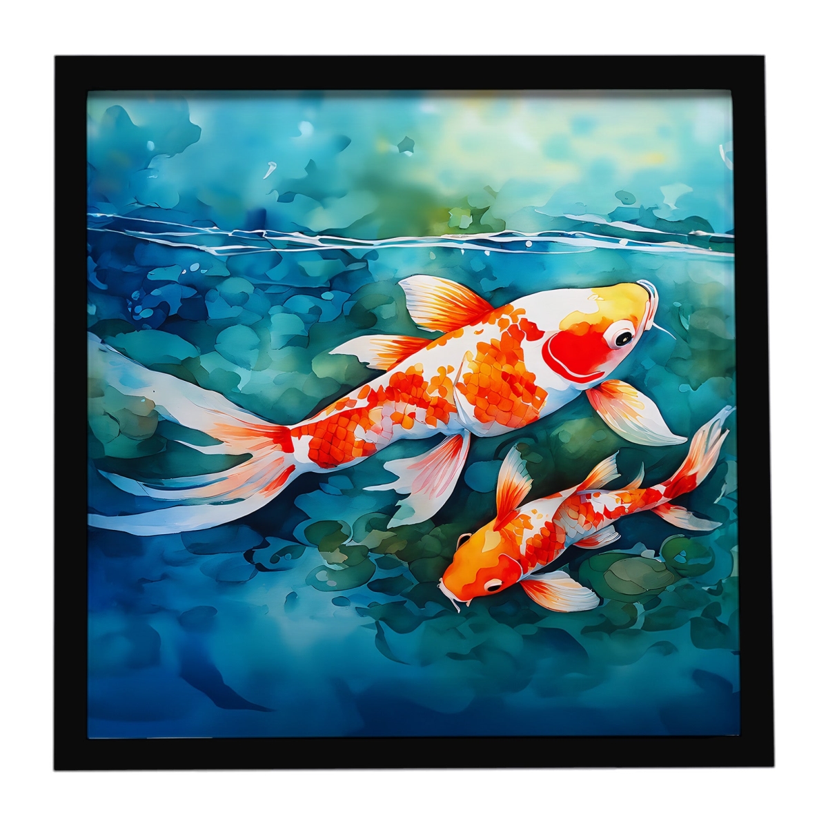 DAC2799MFP88 8 x 8 in. Koi Fish Framed Metal Print