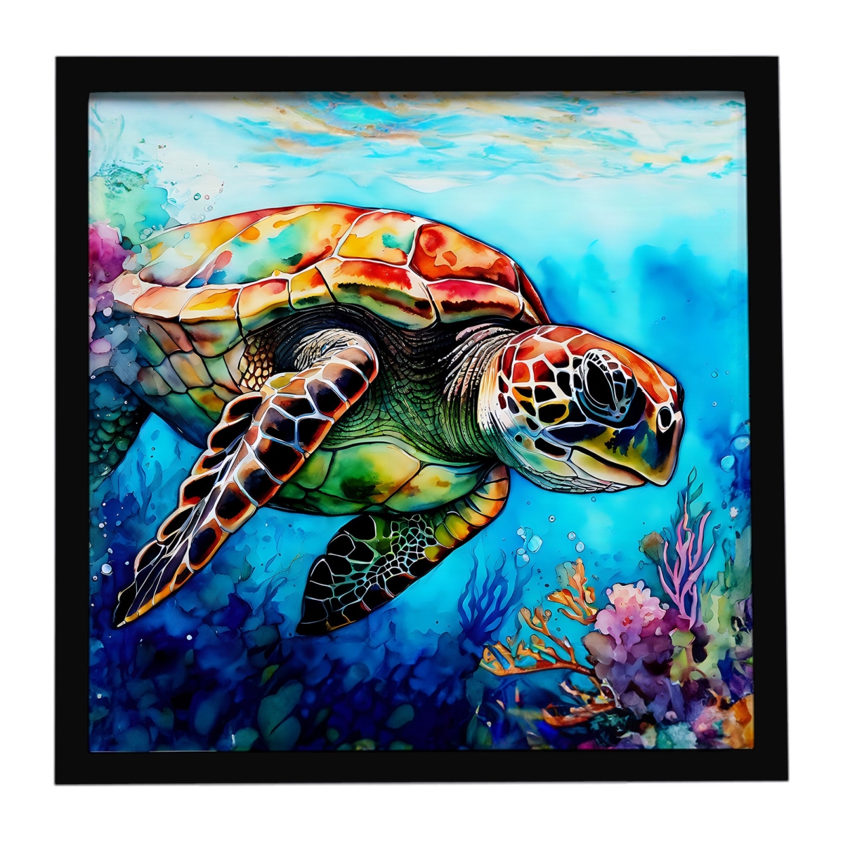 DAC2809MFP88 8 x 8 in. Loggerhead Sea Turtle Framed Metal Print