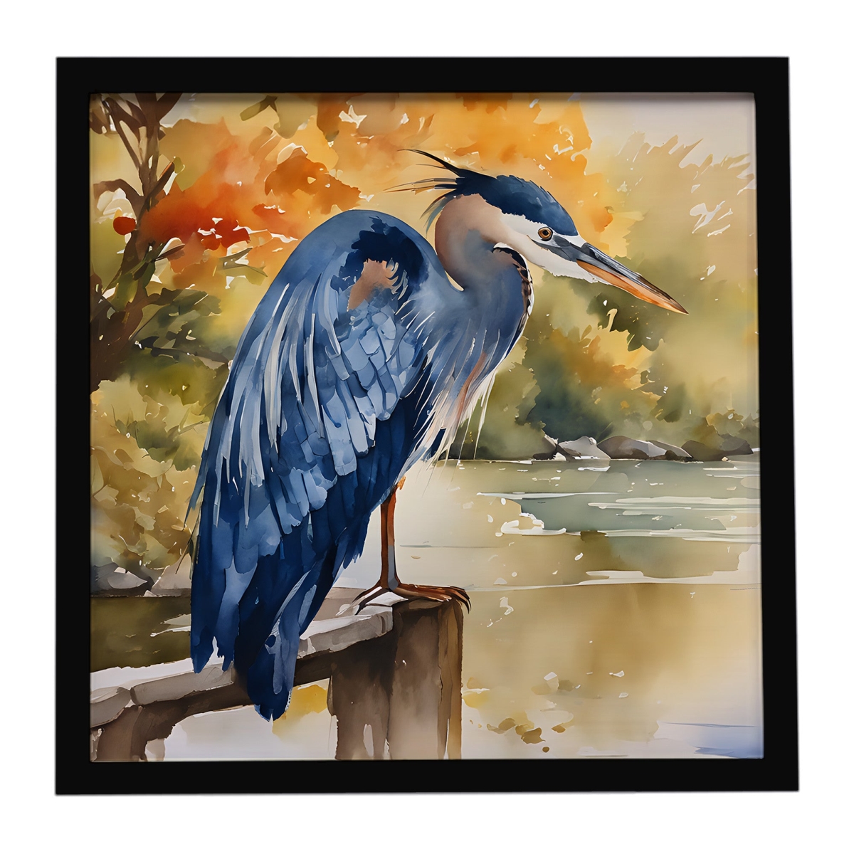 DAC2849MFP88 8 x 8 in. Blue Heron Framed Metal Print