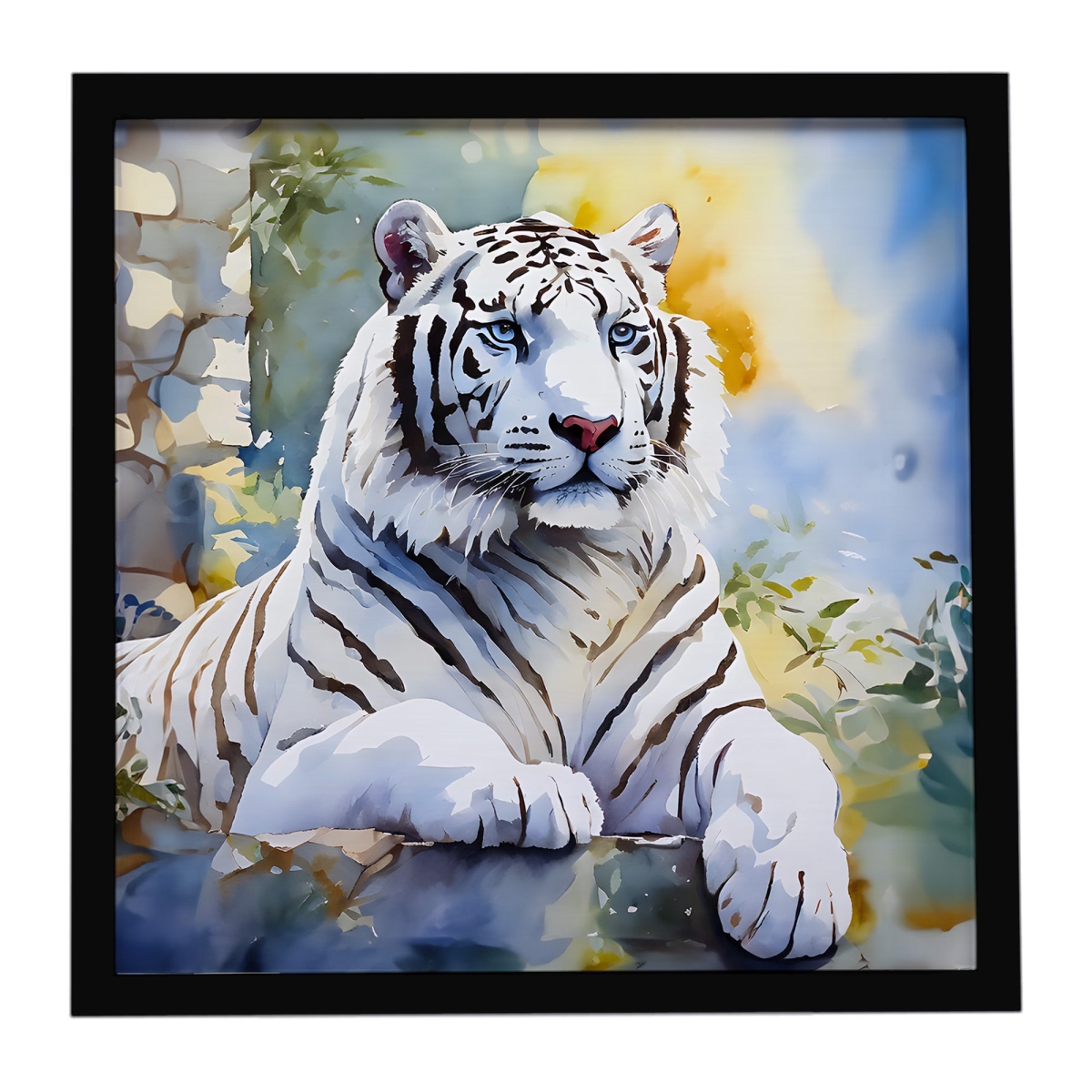 DAC3000MFP88 8 x 8 in. White Tiger Framed Metal Print