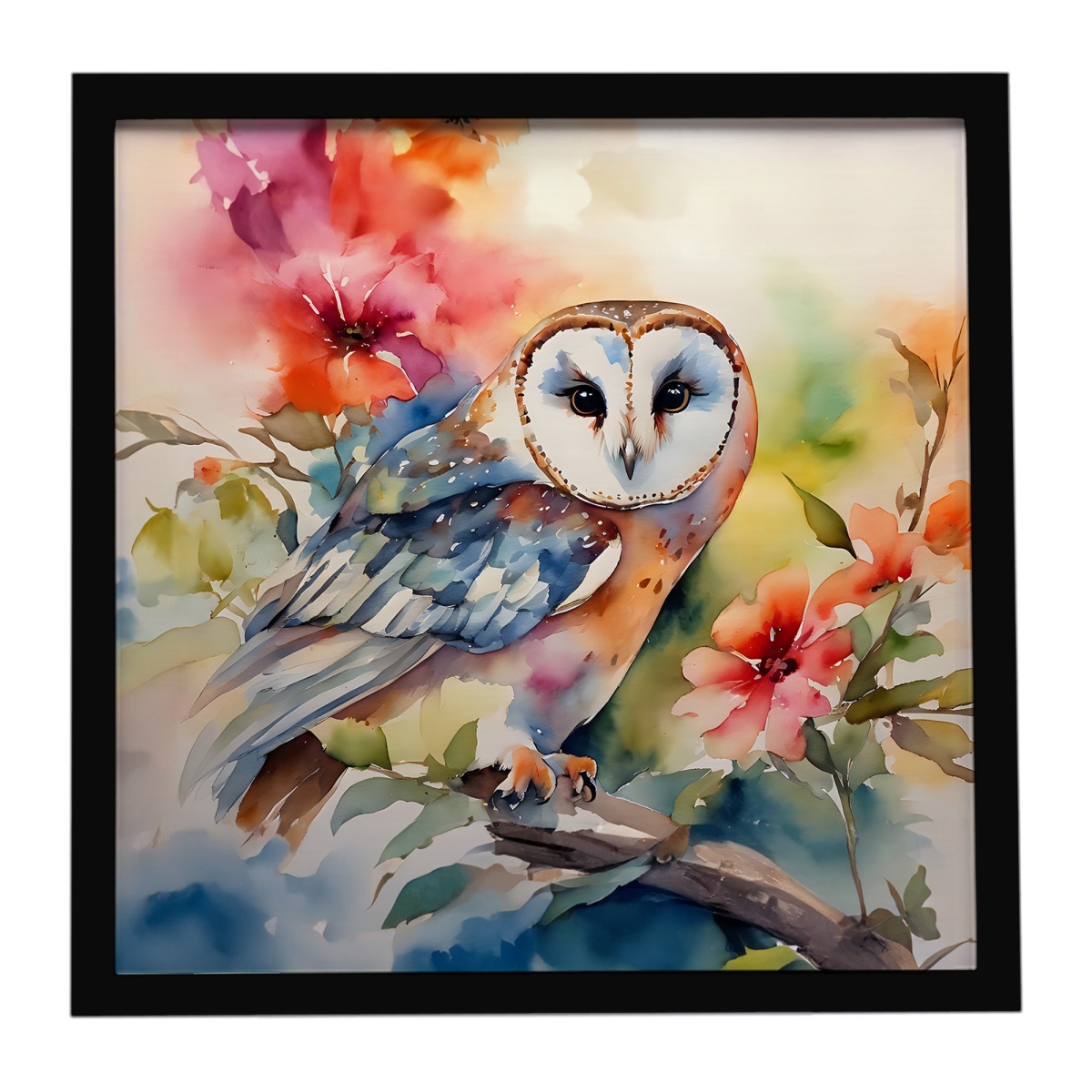 DAC3181MFP88 8 x 8 in. Barn Owl Framed Metal Print