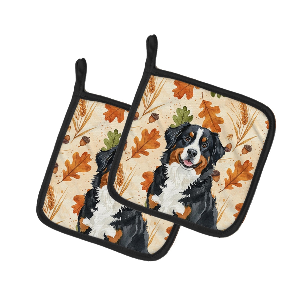 Picture of Carolines Treasures WDK7713PTHD 7.5 x 7.5 in. Bernese Mountain Dog Heirloom Fall Pair of Pot Holders
