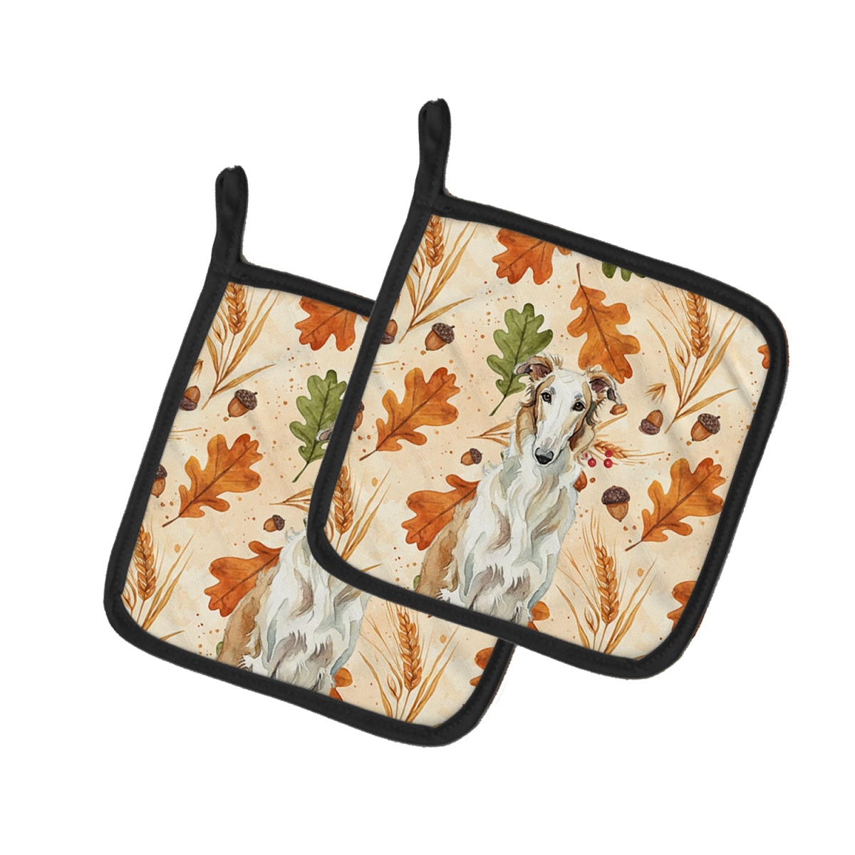 Picture of Carolines Treasures WDK7730PTHD 7.5 x 7.5 in. Borzoi Heirloom Fall Pair of Pot Holders