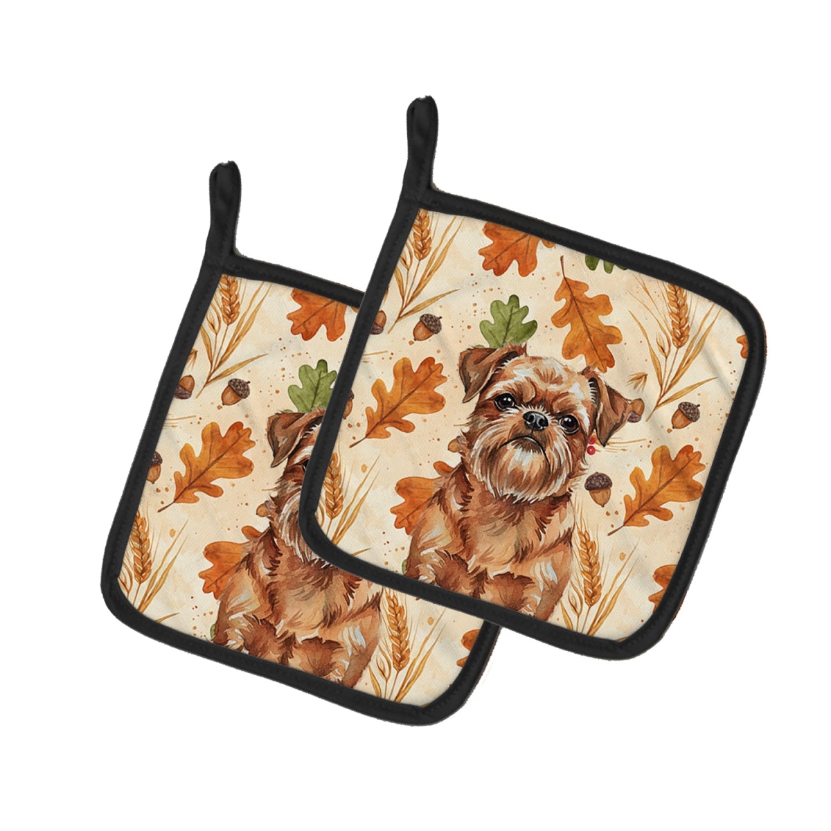 Picture of Carolines Treasures WDK7748PTHD 7.5 x 7.5 in. Red Brussels Griffon Heirloom Fall Pair of Pot Holders