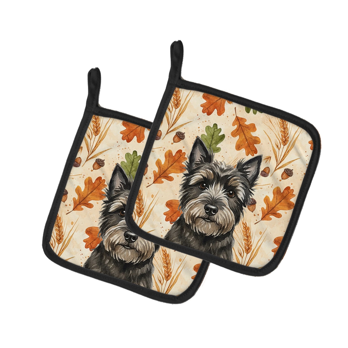 Picture of Carolines Treasures WDK7755PTHD 7.5 x 7.5 in. Black Cairn Terrier Heirloom Fall Pair of Pot Holders