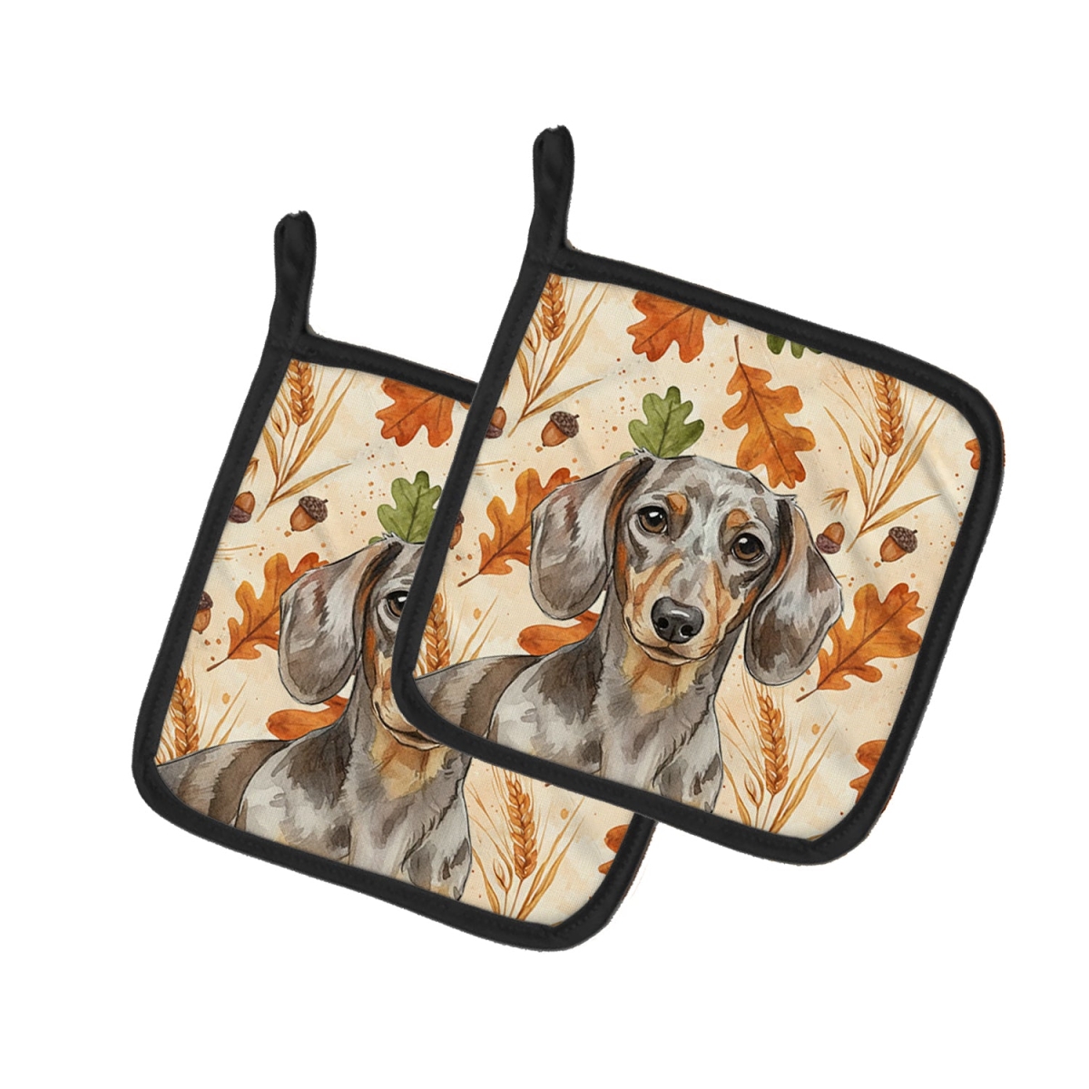 Picture of Carolines Treasures WDK7794PTHD 7.5 x 7.5 in. Dapple Dachshund Heirloom Fall Pair of Pot Holders