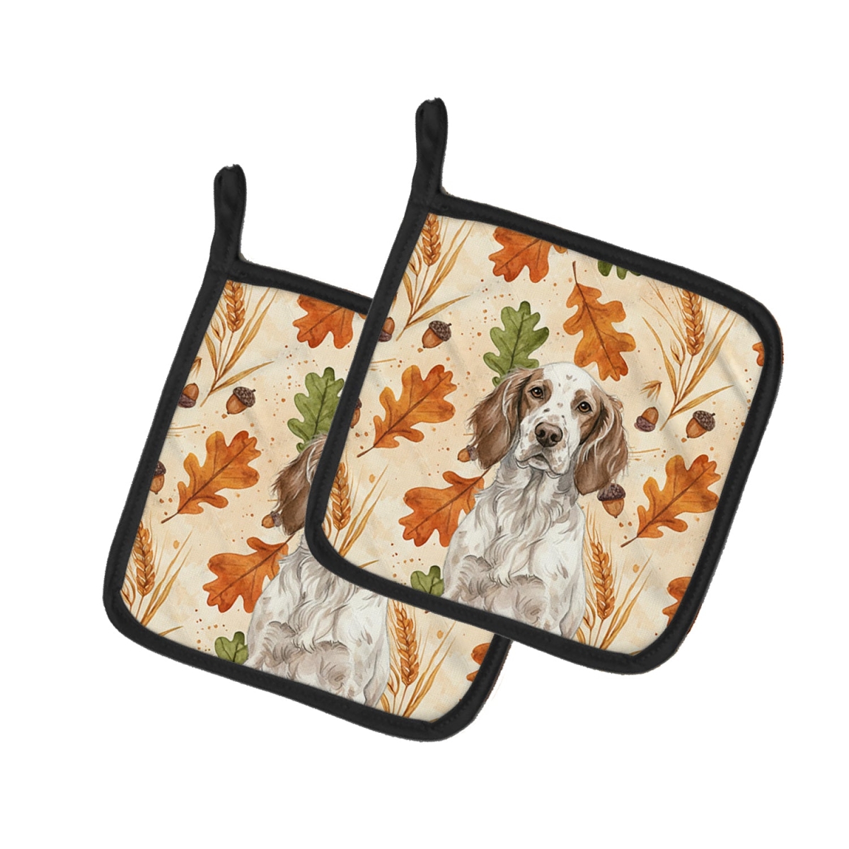 Picture of Carolines Treasures WDK7829PTHD 7.5 x 7.5 in. Liver Belton English Setter Heirloom Fall Pair of Pot Holders