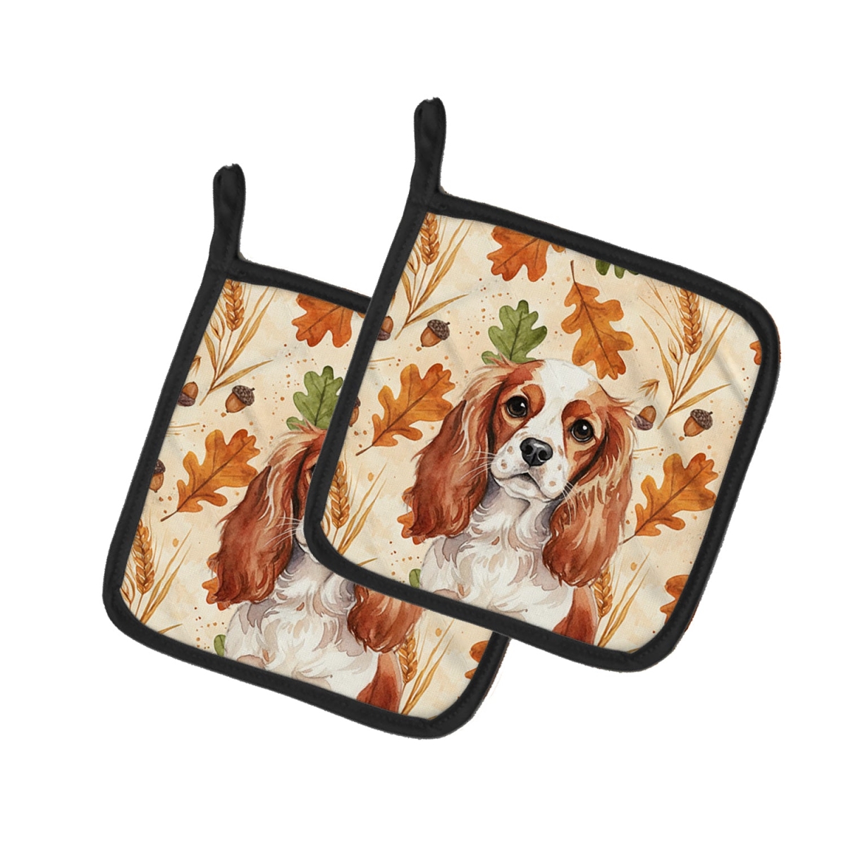 Picture of Carolines Treasures WDK7835PTHD 7.5 x 7.5 in. Blenheim English Toy Spaniel Heirloom Fall Pair of Pot Holders
