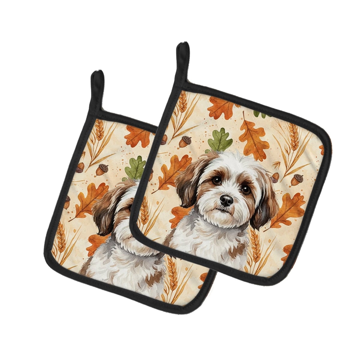 Picture of Carolines Treasures WDK7868PTHD 7.5 x 7.5 in. Parti-color Havanese Heirloom Fall Pair of Pot Holders