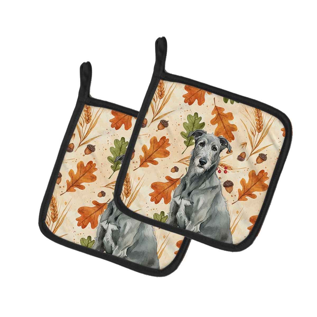 Picture of Carolines Treasures WDK7875PTHD 7.5 x 7.5 in. Gray Irish Wolfhound Heirloom Fall Pair of Pot Holders