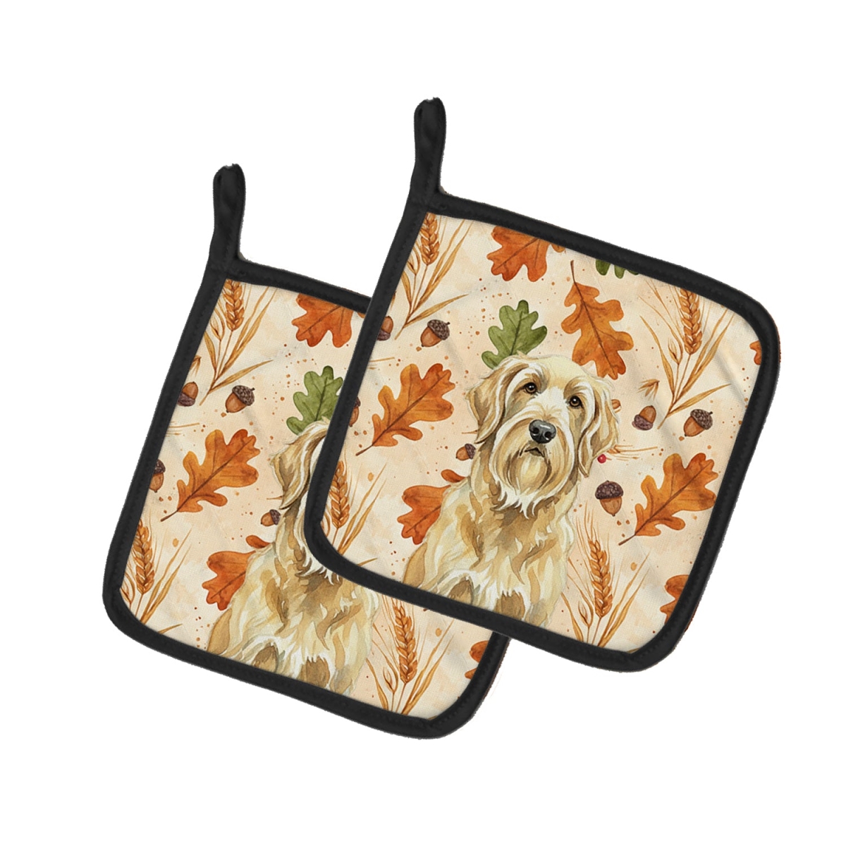 Picture of Carolines Treasures WDK7940PTHD 7.5 x 7.5 in. Wheaten & Tan Otterhound Heirloom Fall Pair of Pot Holders