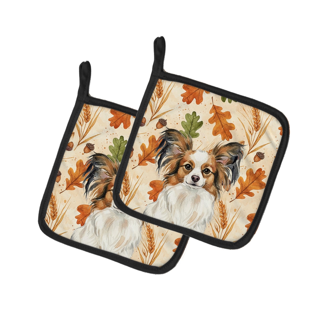 Picture of Carolines Treasures WDK7945PTHD 7.5 x 7.5 in. White with Sable Papillon Heirloom Fall Pair of Pot Holders