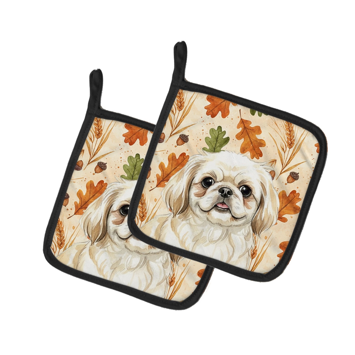 Picture of Carolines Treasures WDK7949PTHD 7.5 x 7.5 in. Cream Pekingese Heirloom Fall Pair of Pot Holders