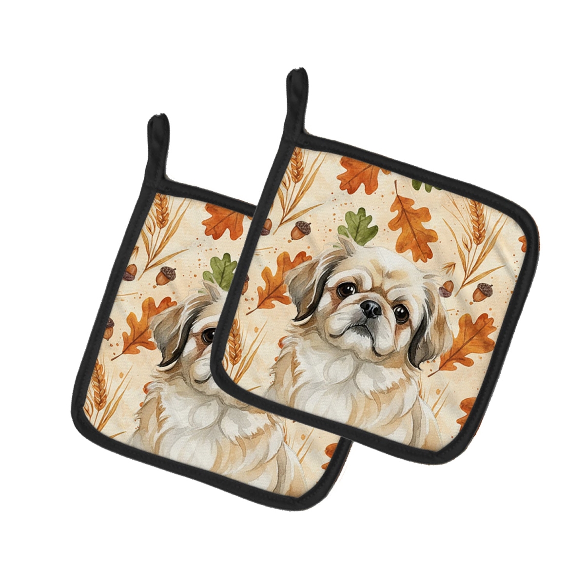 Picture of Carolines Treasures WDK7950PTHD 7.5 x 7.5 in. Fawn Pekingese Heirloom Fall Pair of Pot Holders