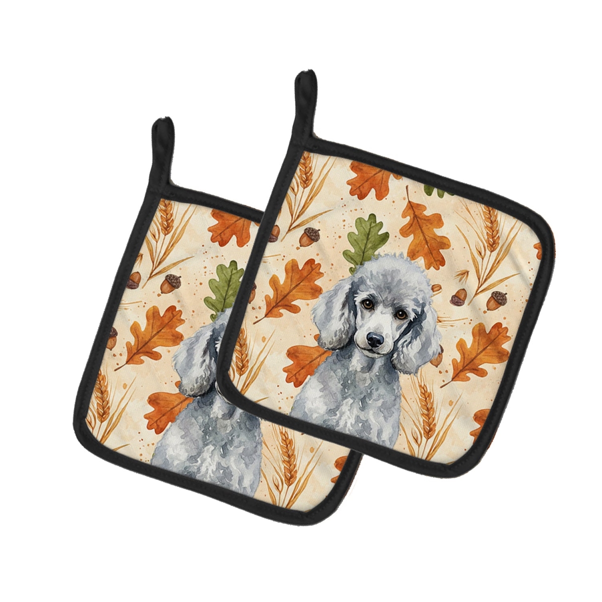 Picture of Carolines Treasures WDK7970PTHD 7.5 x 7.5 in. Standard Silver Poodle Heirloom Fall Pair of Pot Holders