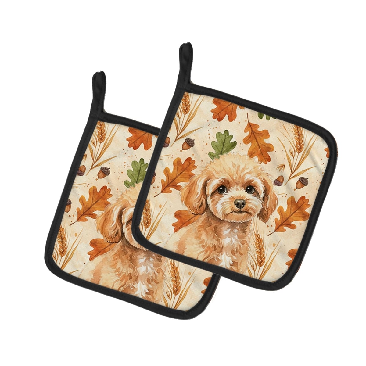 Picture of Carolines Treasures WDK7972PTHD 7.5 x 7.5 in. Toy Apricot Poodle Heirloom Fall Pair of Pot Holders