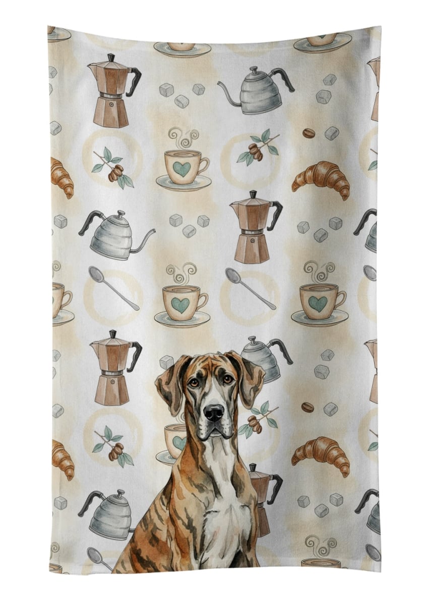 WDK7455KTWL 25 x 15 in. Brindle Great Dane Coffee Bar Kitchen Towel