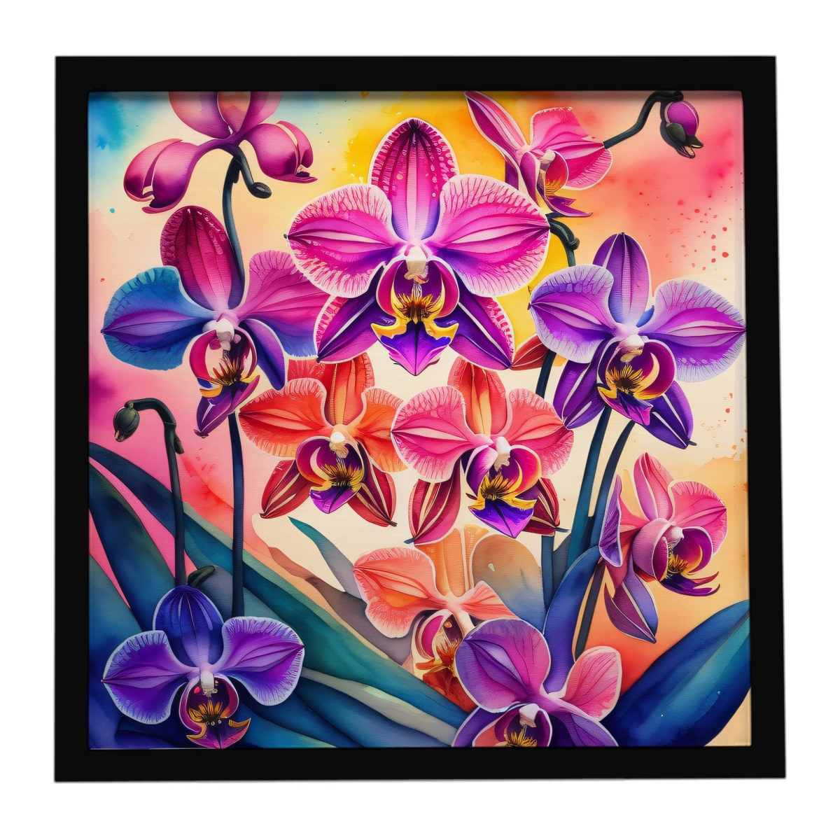 DAC1977MFP88 8 x 8 in. Colorful Orchids Framed Metal Print
