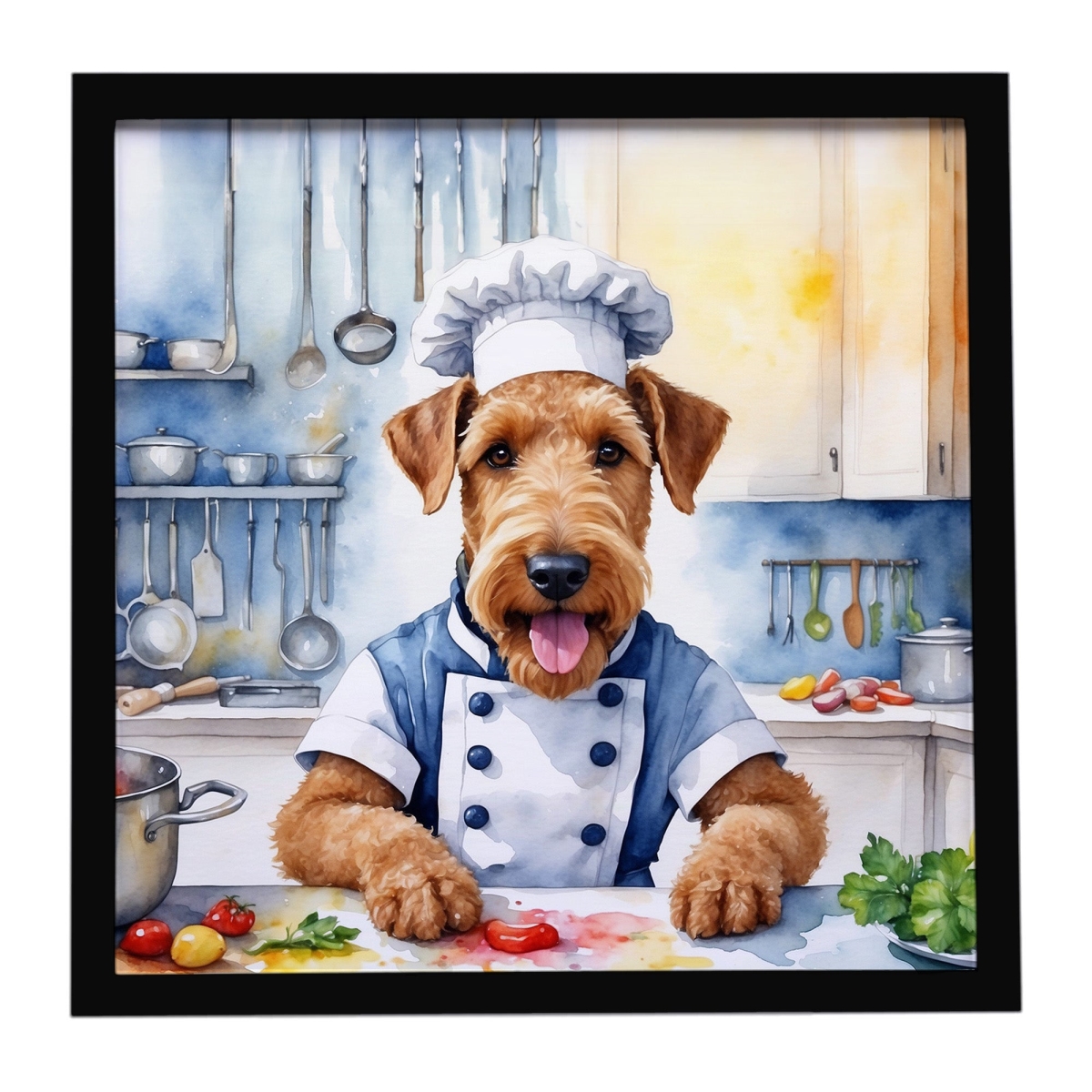 DAC6181MFP88 8 x 8 in. Airedale Terrier The Chef Framed Metal Print