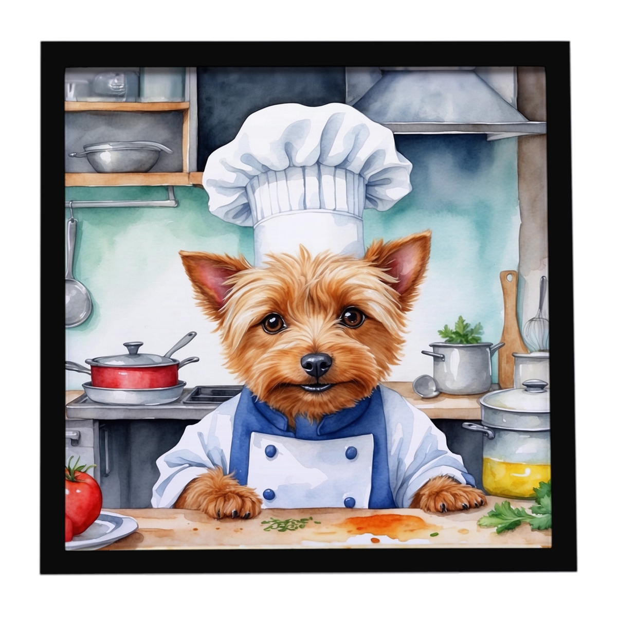 DAC6194MFP88 8 x 8 in. Australian Terrier The Chef Framed Metal Print