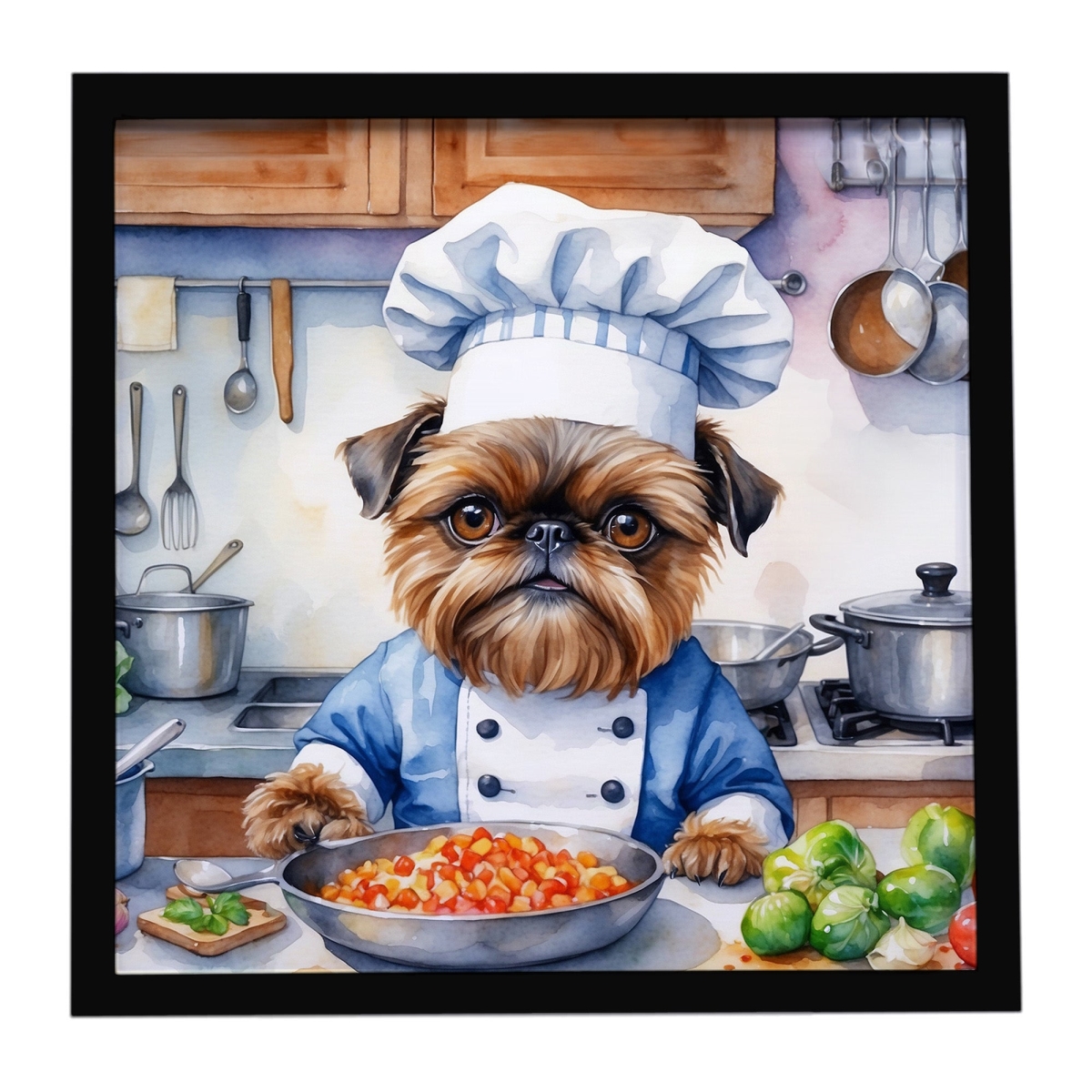 DAC6222MFP88 8 x 8 in. Brussels Griffon The Chef Framed Metal Print