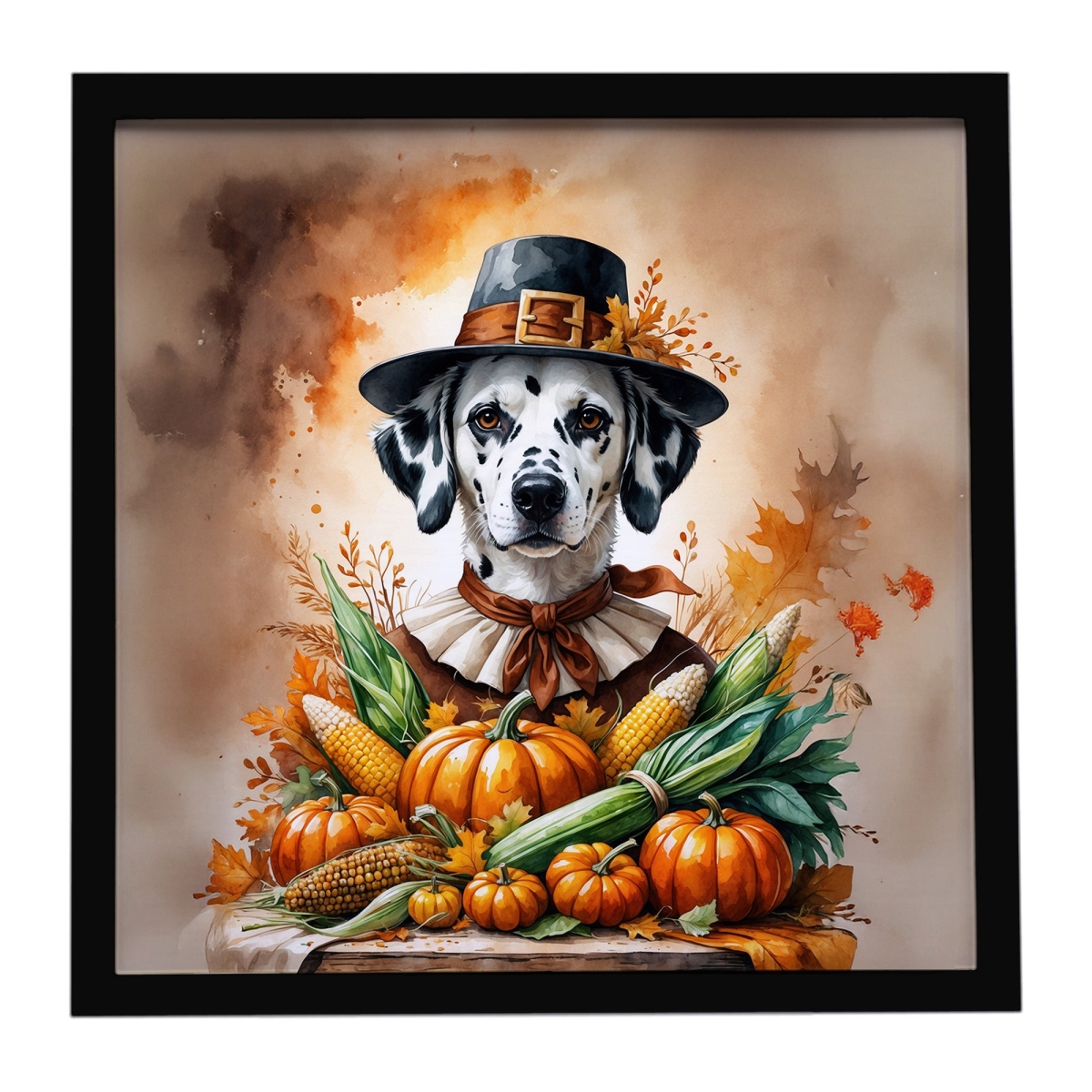 DAC8313MFP88 8 x 8 in. Dalmatian Thanksgiving Framed Metal Print