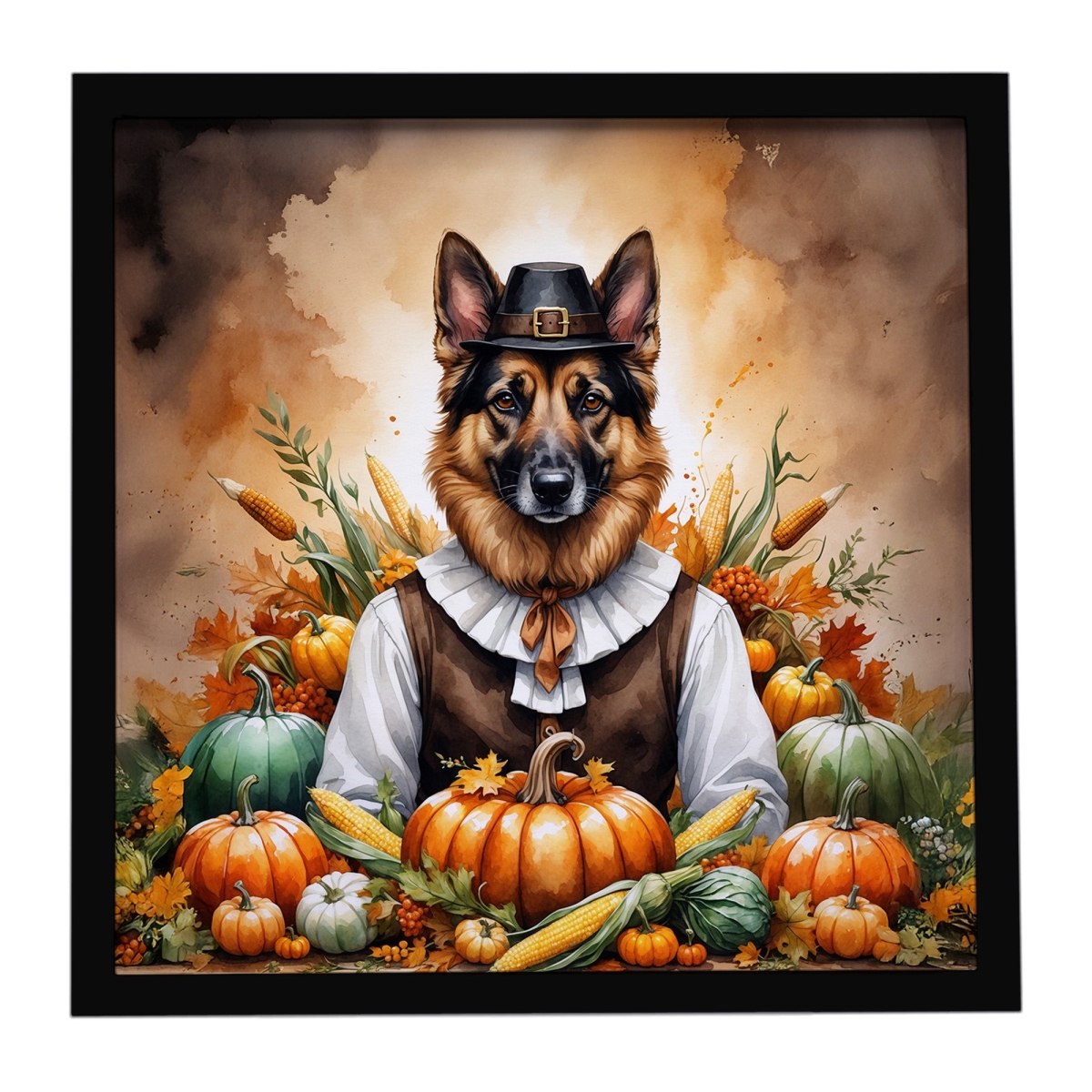 DAC8316MFP88 8 x 8 in. German Shepherd Thanksgiving Framed Metal Print