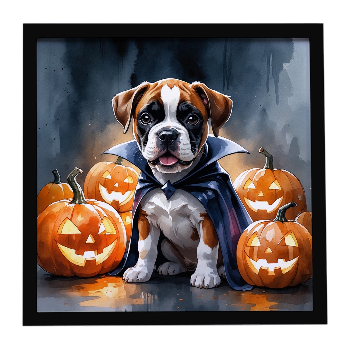 DAC8408MFP88 8 x 8 in. Boxer Puppy Halloween Framed Metal Print