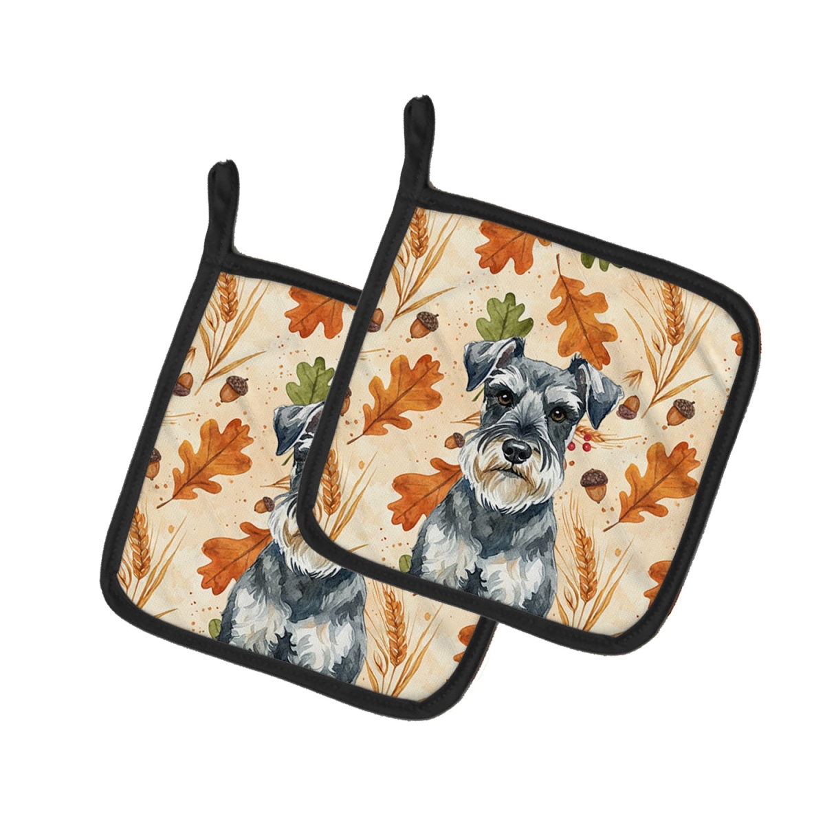 Picture of Carolines Treasures WDK8001PTHD 7.5 x 7.5 in. Schnauzer Heirloom Fall Pair of Pot Holders
