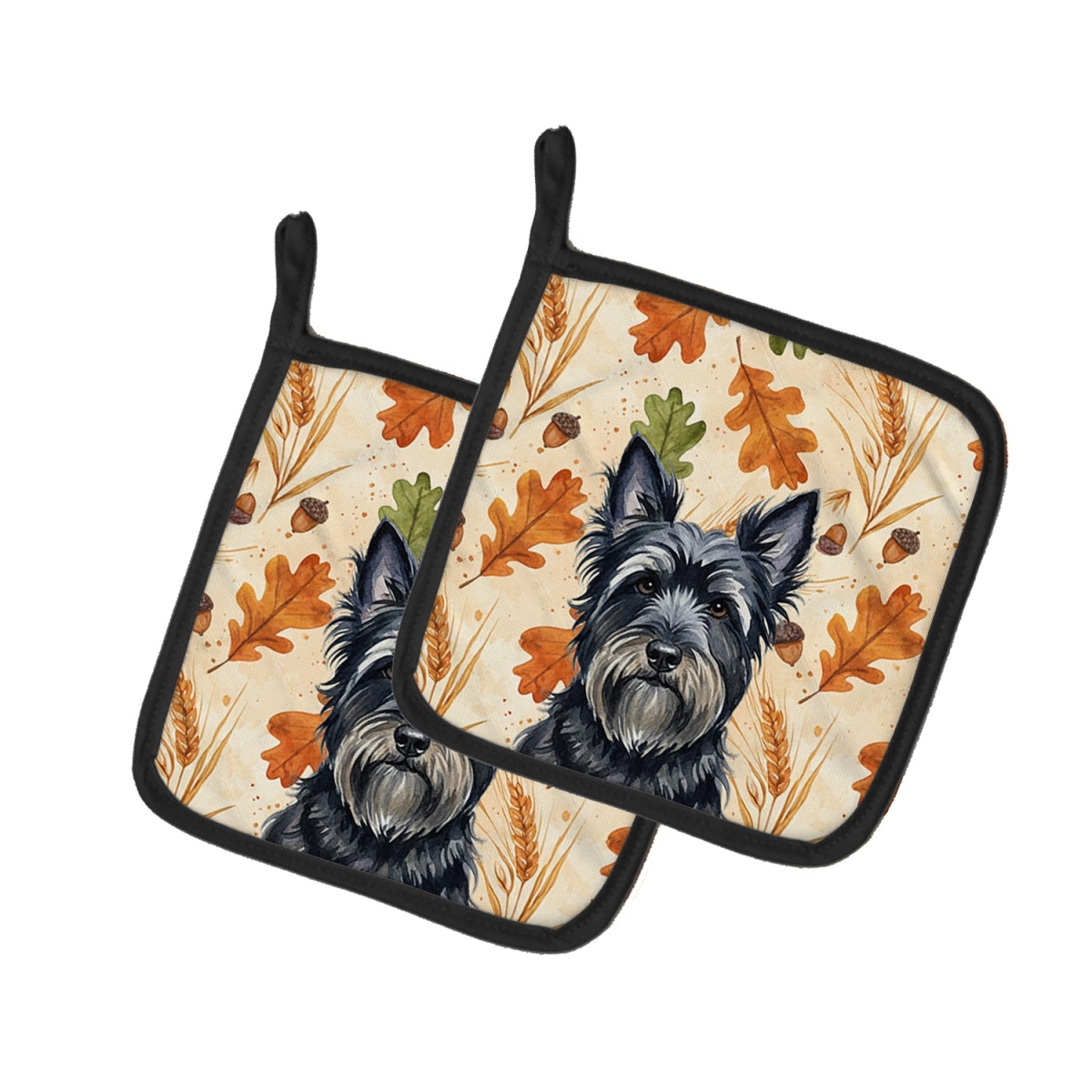Picture of Carolines Treasures WDK8023PTHD 7.5 x 7.5 in. Black Skye Terrier Heirloom Fall Pair of Pot Holders