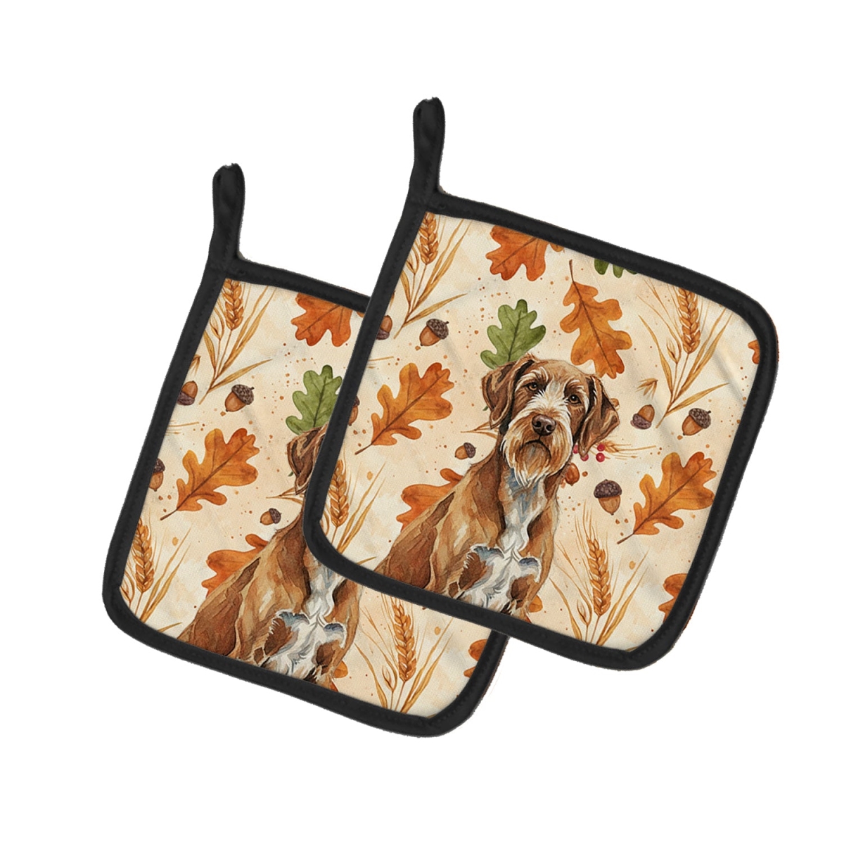 Picture of Carolines Treasures WDK8058PTHD 7.5 x 7.5 in. Wirehaired Pointing Griffon Heirloom Fall Pair of Pot Holders