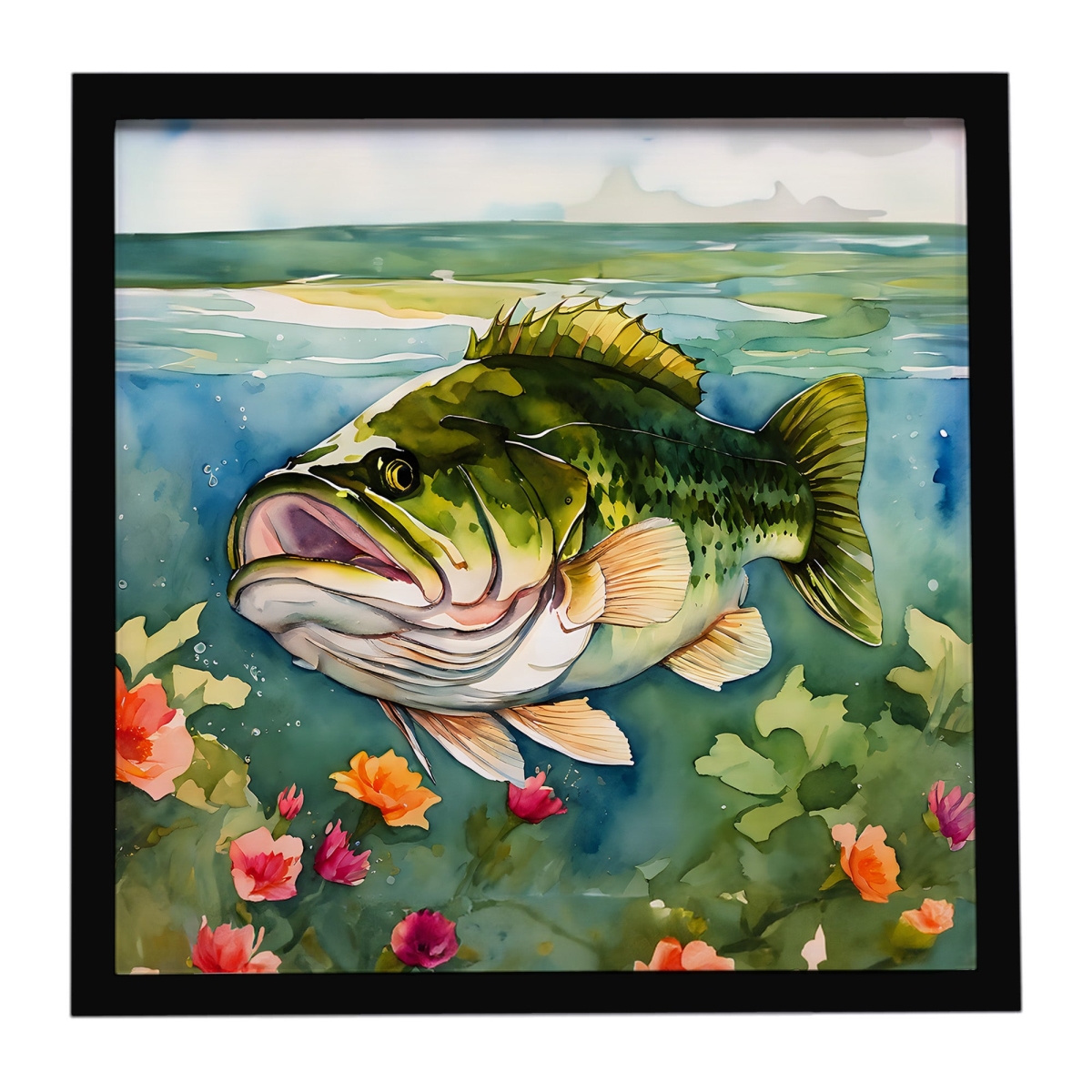 DAC2802MFP88 8 x 8 in. Largemouth Bass Framed Metal Print