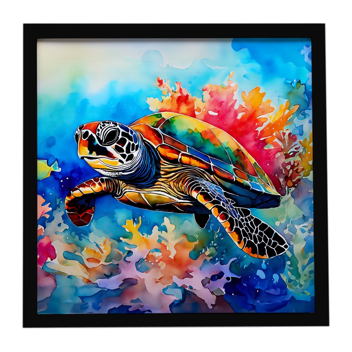 DAC2807MFP88 8 x 8 in. Loggerhead Sea Turtle Framed Metal Print