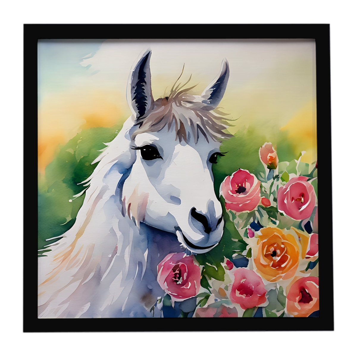 DAC2958MFP88 8 x 8 in. Llama Framed Metal Print