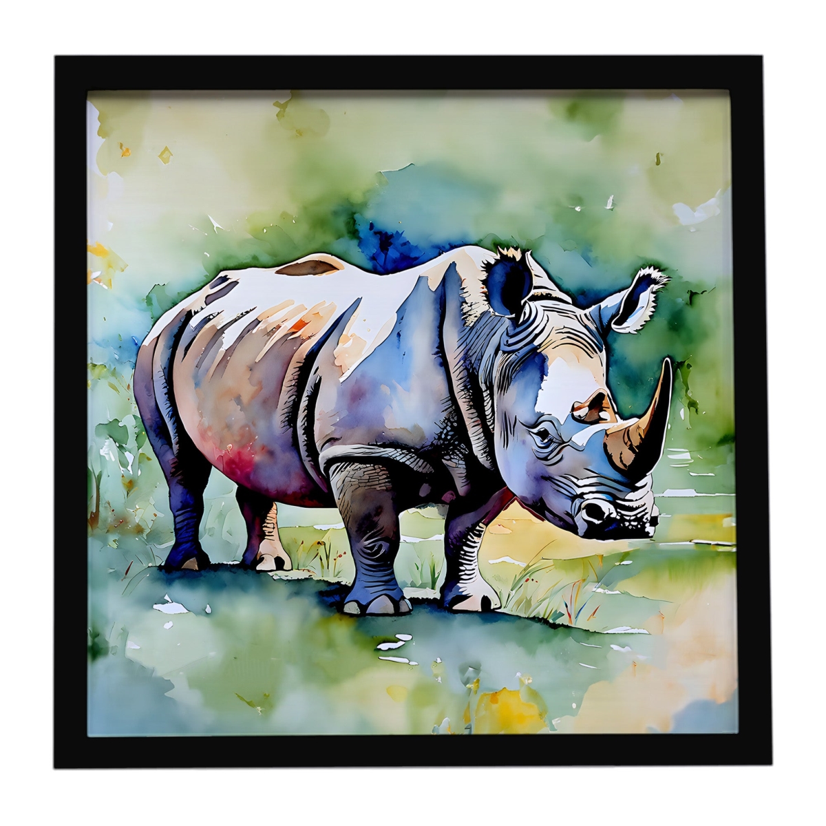 DAC2983MFP88 8 x 8 in. Rhinoceros Framed Metal Print