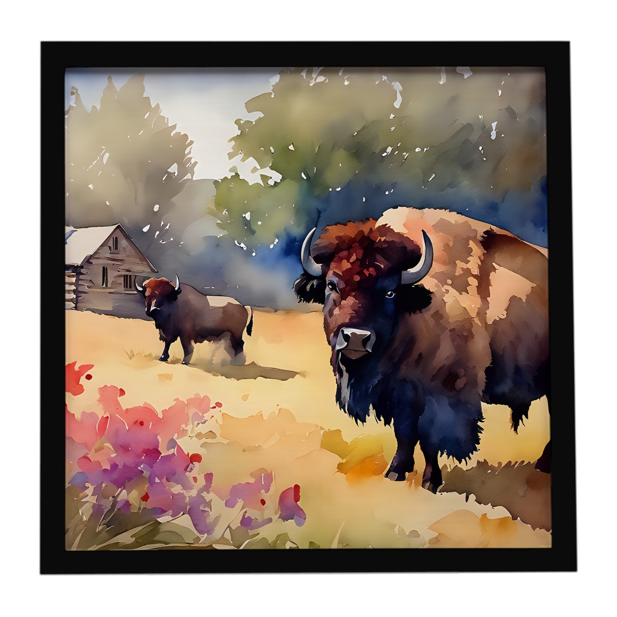 DAC3010MFP88 8 x 8 in. Wood Bison Framed Metal Print