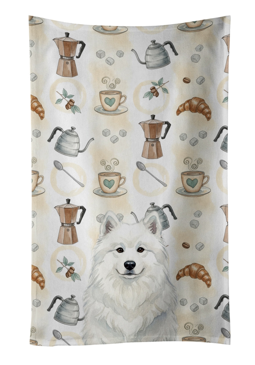WDK7599KTWL 25 x 15 in. White Samoyed Coffee Bar Kitchen Towel