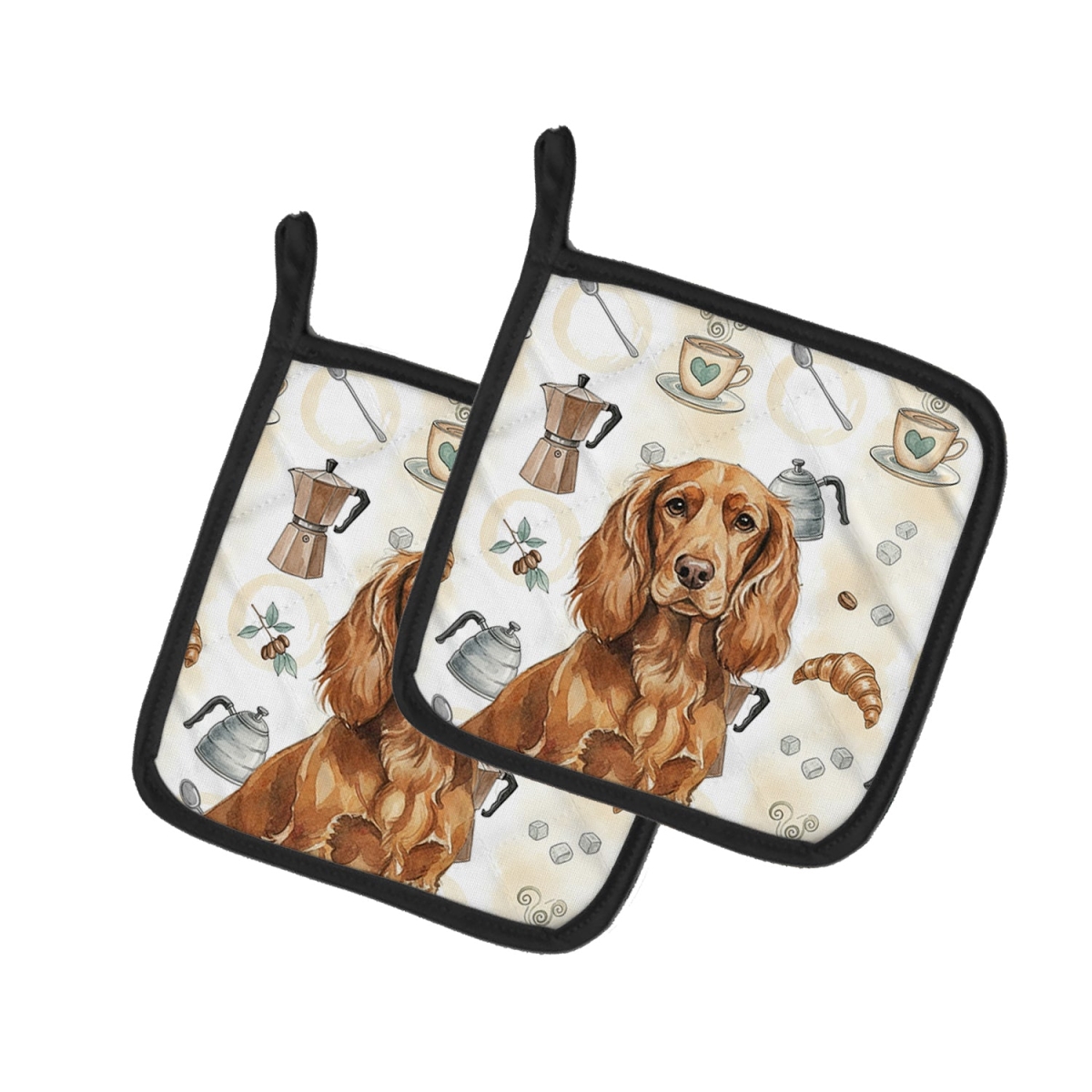 Picture of Carolines Treasures WDK7338PTHD 7.5 x 7.5 in. Boykin Spaniel Coffee Bar Pair of Pot Holders
