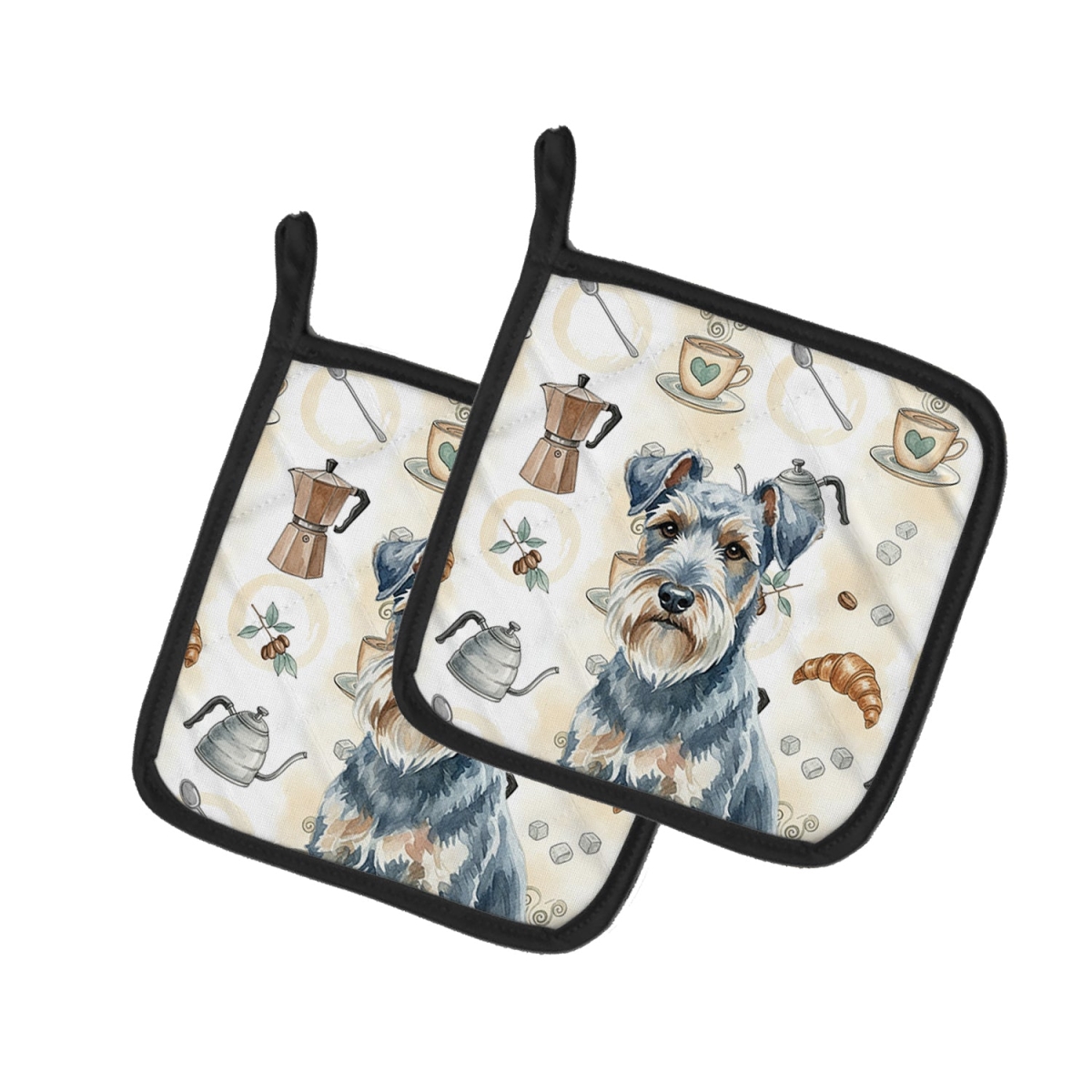 Picture of Carolines Treasures WDK7497PTHD 7.5 x 7.5 in. Blue Lakeland Terrier Coffee Bar Pair of Pot Holders